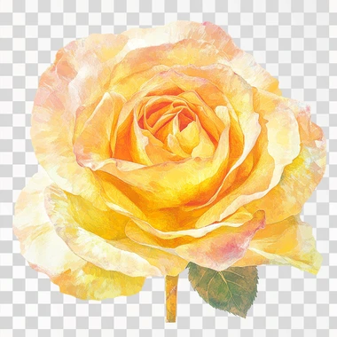 watercolour collage Toile de jouy themed rose, vibrant yellow, gradient, clipart, 4K, isolated on white background