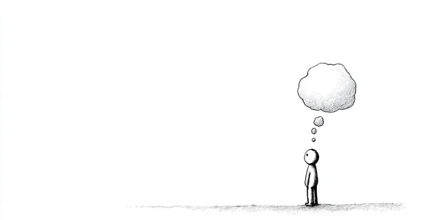 Contemplative Stick Figure with Thought Bubble