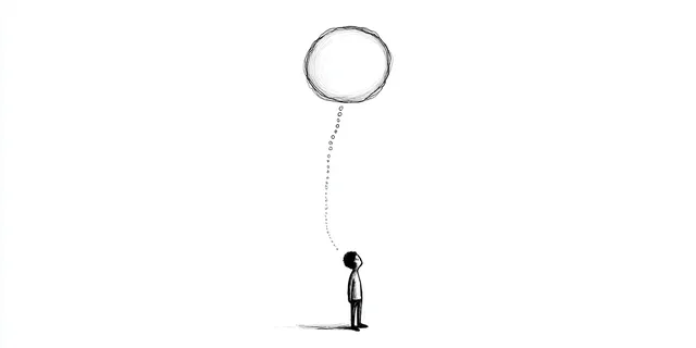 Thought Bubble Illustration with Stick Figure