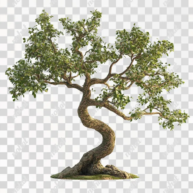 PNG Realistic bonsai tree for home decor on white backdrop