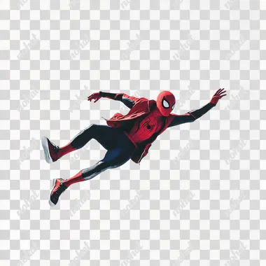 Spiderman jumping, white background