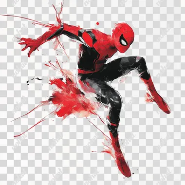 Spiderman jumping, white background