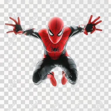 Spiderman jumping, white background