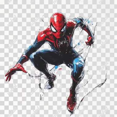 Spiderman jumping, white background