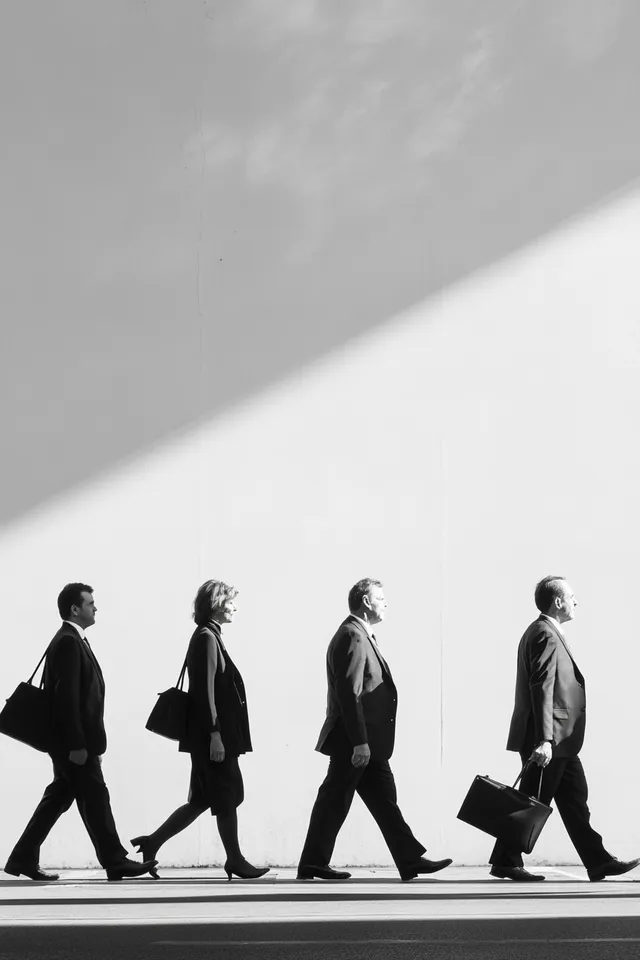 Unified Path: A Monochrome Journey of Business Professionals