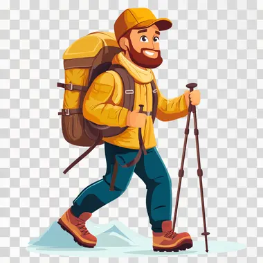 Hiking Cartoon Illustration, isolated on white background, png image