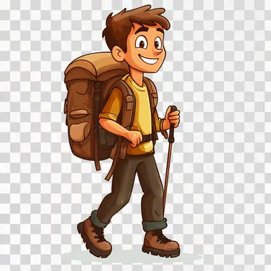 Hiking Cartoon Illustration, isolated on white background, png image