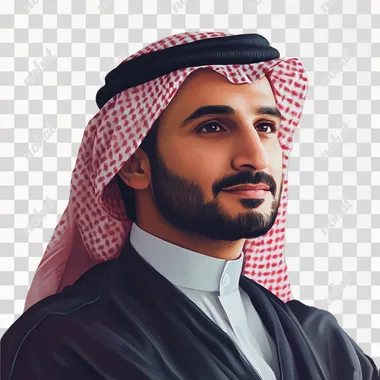create a portait image of a 40 year old Saudi man who likes to have cultural experience with his family. He is highly educated and is a business consultant from Riyadh