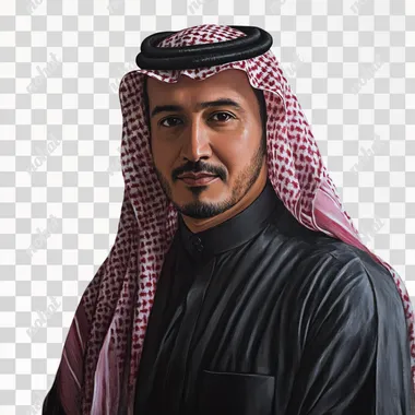 create a portait image of a 40 year old Saudi man who likes to have cultural experience with his family. He is highly educated and is a business consultant from Riyadh