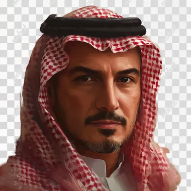 create a portait image of a 40 year old Saudi man who likes to have cultural experience with his family. He is highly educated and is a business consultant from Riyadh