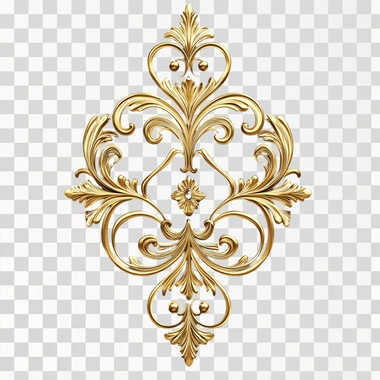a gold filigree badge tattoo design, perfectly symmetrical, on a white background