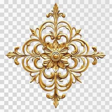 a gold filigree badge tattoo design, perfectly symmetrical, on a white background