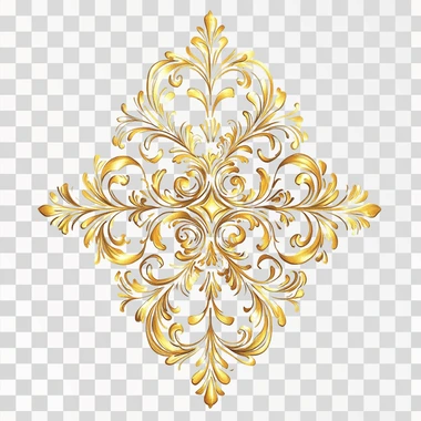 a gold filigree badge tattoo design, perfectly symmetrical, on a white background