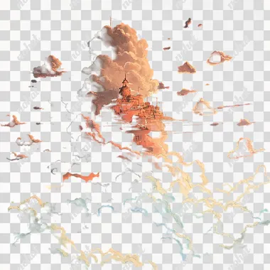 one ghibli cloud, realistic, bright, black background, more horizontal than vertical