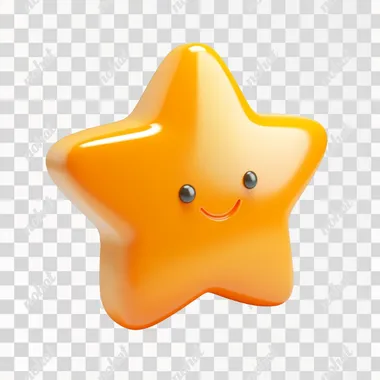 A 3d icon of solid color orange star, cartoon style, minimalistic design, isolated on white background, in the style of claymation, smooth curves niji 6
