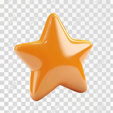 A 3d icon of solid color orange star, cartoon style, minimalistic design, isolated on white background, in the style of claymation, smooth curves niji 6
