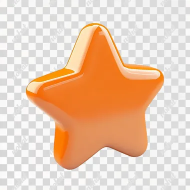 A 3d icon of solid color orange star, cartoon style, minimalistic design, isolated on white background, in the style of claymation, smooth curves niji 6