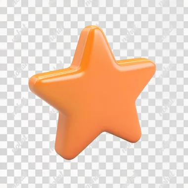 A 3d icon of solid color orange star, cartoon style, minimalistic design, isolated on white background, in the style of claymation, smooth curves niji 6
