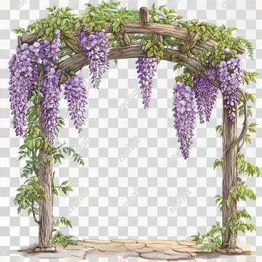 Cool illustration of wisteria trellis without background