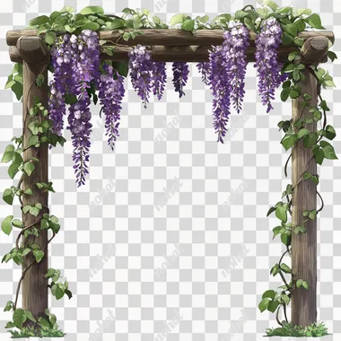 Cool illustration of wisteria trellis without background
