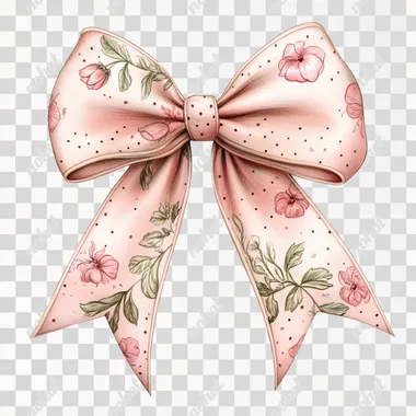 Create a clipart illustration featuring a bows with Valentines Day design on it, The clipart illustration should match the art styles of Nicoletta Ceccoli and Francine Van Hove, using a pastel, soft, Pink, silk, watercolor pencil style in soft, isolated on a white background.