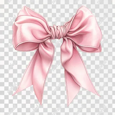Create a clipart illustration featuring a bows with Valentines Day design on it, The clipart illustration should match the art styles of Nicoletta Ceccoli and Francine Van Hove, using a pastel, soft, Pink, silk, watercolor pencil style in soft, isolated on a white background.