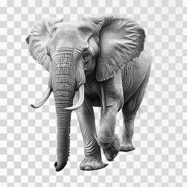 pencil drawing of a full body elephant with shading