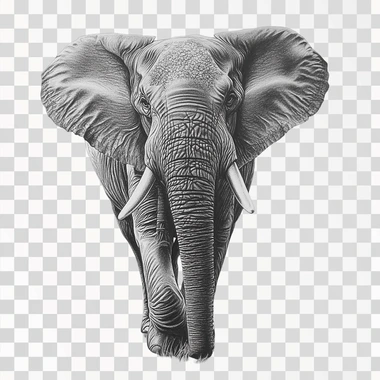 pencil drawing of a full body elephant with shading