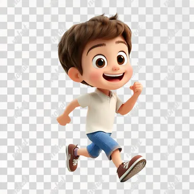 profile side view, a kid cute with big eyes, 8 year old, boy, happily running playing in, side view, Palestinian realstic features, , year old, smiling happily , hyper realisitc 3d, pixar, solid white background . 3d rendered character,