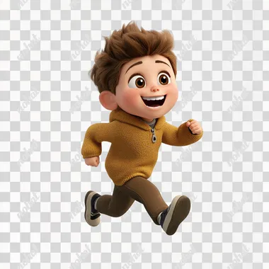 profile side view, a kid cute with big eyes, 8 year old, boy, happily running playing in, side view, Palestinian realstic features, , year old, smiling happily , hyper realisitc 3d, pixar, solid white background . 3d rendered character,