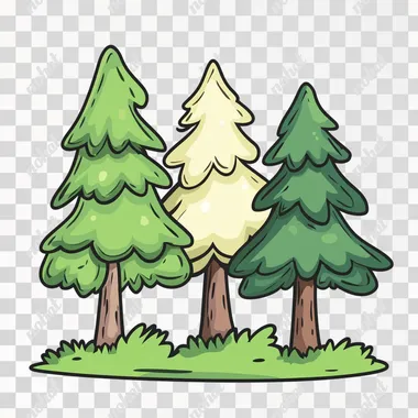 forest, cartoon style, icon, 1980-s style, svg vector modern flat style line art color, 2d, no background, white background, not many details, simple