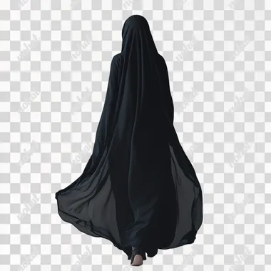 saudi arab woman walking back view, full length, full body, black abaya