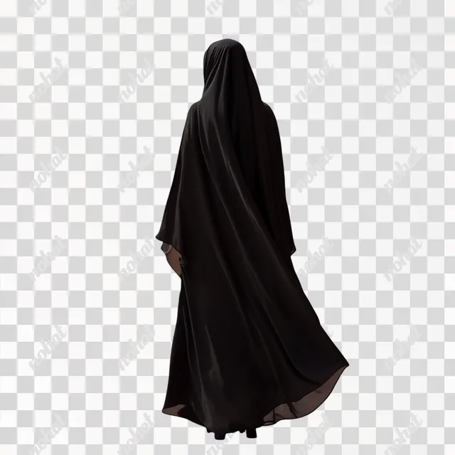 Elegance in Motion: Saudi Woman in Black Abaya