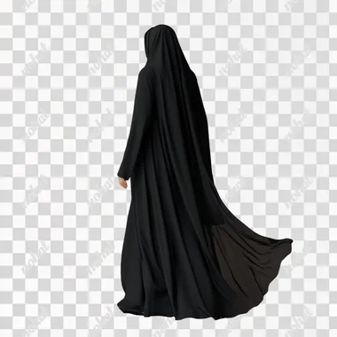 saudi arab woman walking back view, full length, full body, black abaya