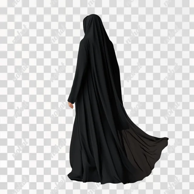 Elegance in Motion: A Saudi Woman in Black Abaya