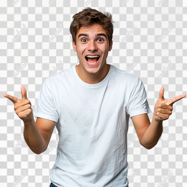 PNG Brazilian university student making a funny face in casual IT attire