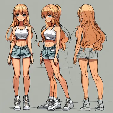character turnaround, anime, full body,