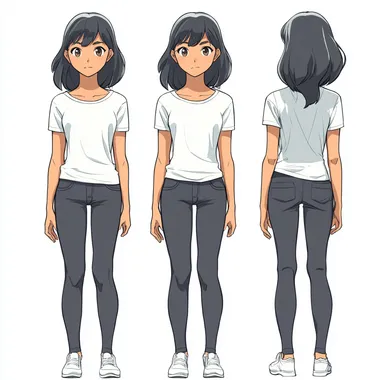 character turnaround, anime, full body,