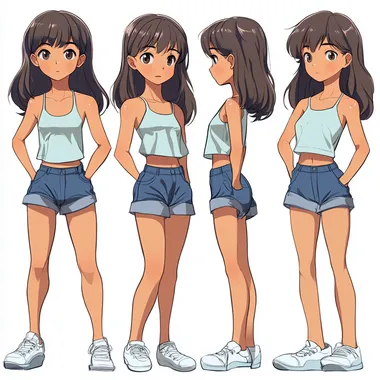 character turnaround, anime, full body,