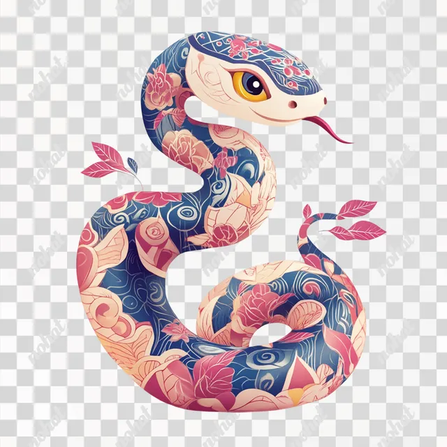 a snake with a flower pattern on it's head