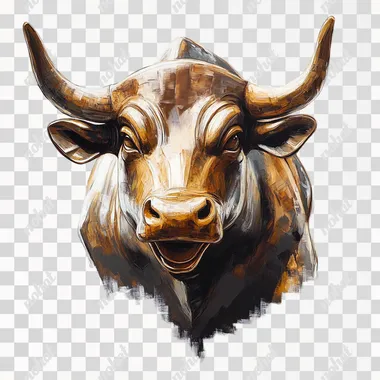 wall street bull with open mouth on white background