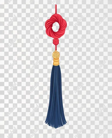 simple oriental tie knot tassel, white background, flat design vector,