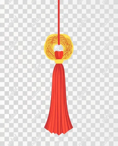 simple oriental tie knot tassel, white background, flat design vector,
