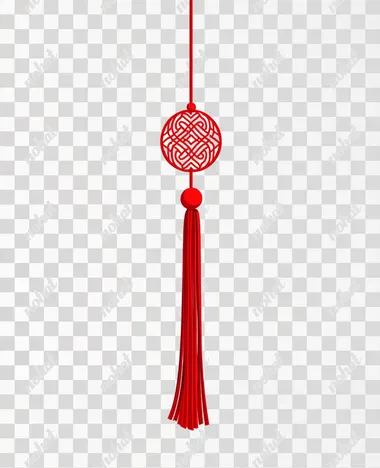 simple oriental tie knot tassel, white background, flat design vector,