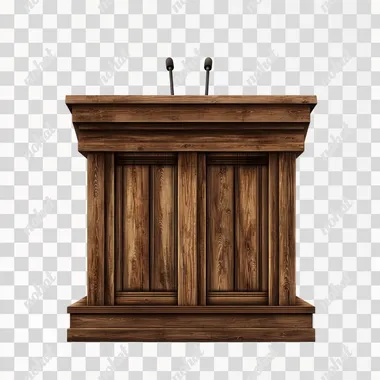 handmade brown wood church pulpit, ultra realistic, vector white background