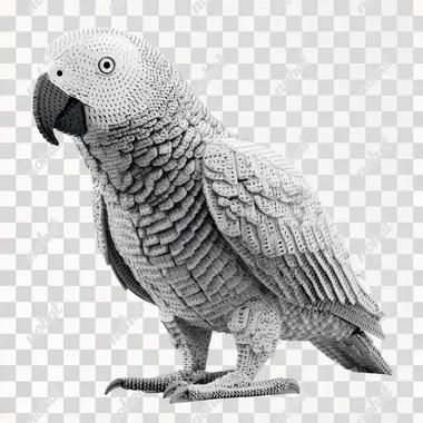 ascii african grey parrot full body black and white
