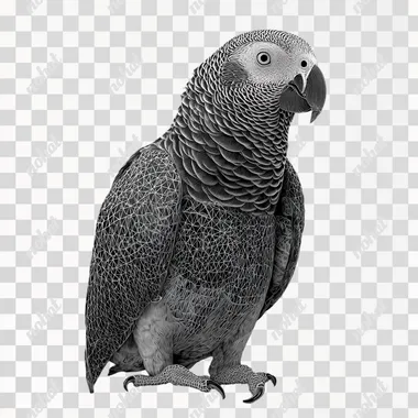 ascii african grey parrot full body black and white