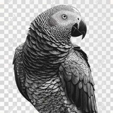 ascii african grey parrot full body black and white