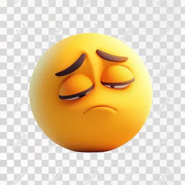 A highly detailed, animated-film style emoji depicting a totally exhausted sleepy emoji. The emoji should have a circular face, soft textures, expressive large eyes.Vibrant yet natural colors with a smooth, slightly glossy finish. The background should be clean and minimal to focus on the emoji's personality.