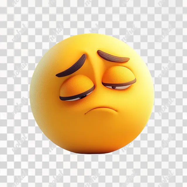 PNG Exhausted Sleepy Emoji with Closed Eyes in Animated Film Style